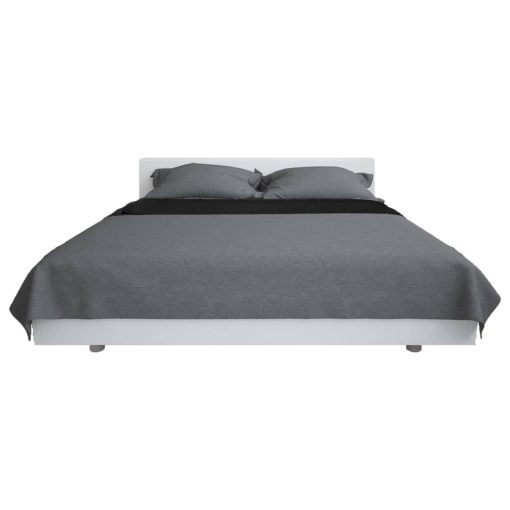 Copriletto DoublE-Face Trapuntato 170x210 Cm Grigio E Nero - Image 3