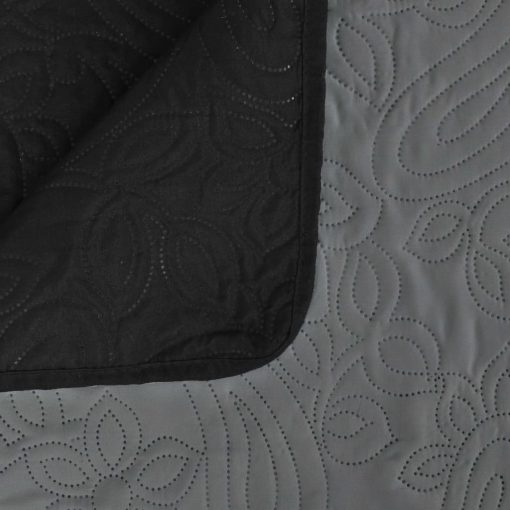 Copriletto DoublE-Face Trapuntato 170x210 Cm Grigio E Nero - Image 5