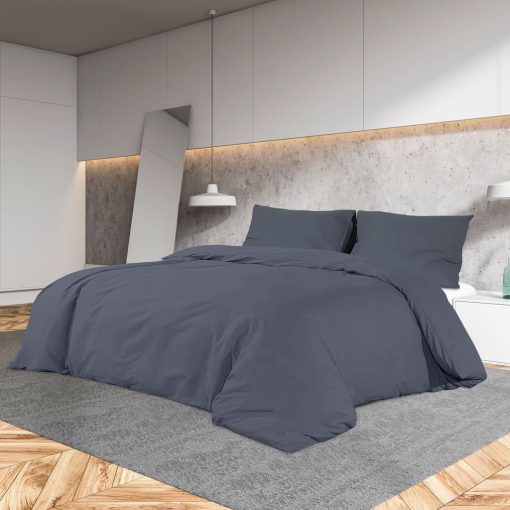 Set Copripiumino Antracite 155x220 Cm In Microfibra Leggera