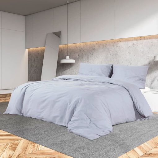 Set Copripiumino Grigio 200x200 Cm In Microfibra Leggera