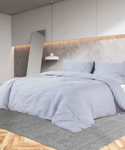 Set Copripiumino Grigio 260x240 Cm In Microfibra Leggera