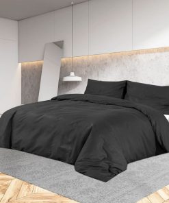 Set Copripiumino Nero 135x200 Cm In Microfibra Leggera