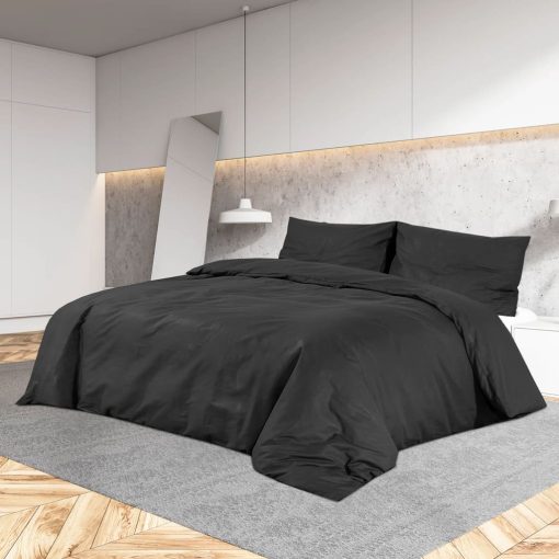 Set Copripiumino Nero 135x200 Cm In Microfibra Leggera