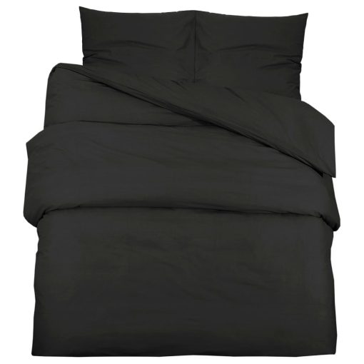 Set Copripiumino Nero 260x220 Cm In Microfibra Leggera - Image 2