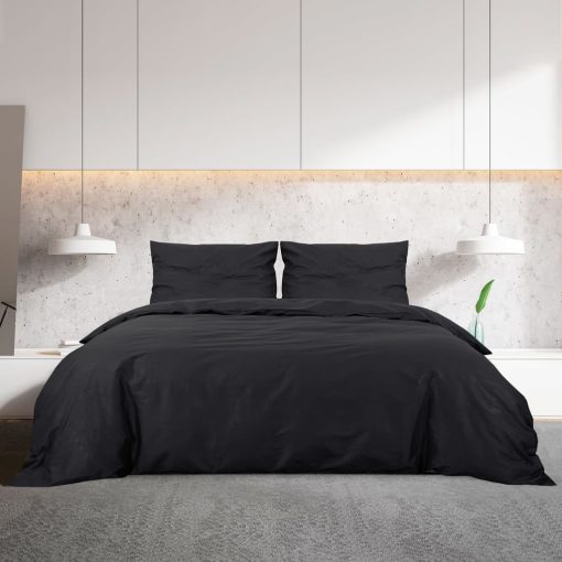 Set Copripiumino Nero 260x220 Cm In Microfibra Leggera - Image 3