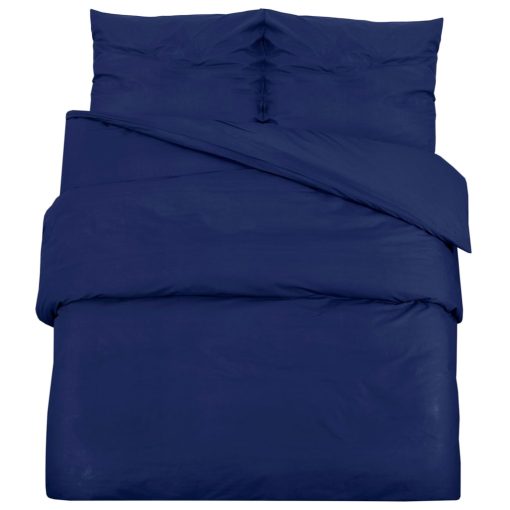 Set Copripiumino Blu Marino 200x200 Cm In Microfibra Leggera - Image 2