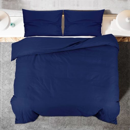 Set Copripiumino Blu Marino 200x200 Cm In Microfibra Leggera - Image 5