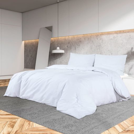 Set Copripiumino Bianco 200x200 Cm In Microfibra Leggera