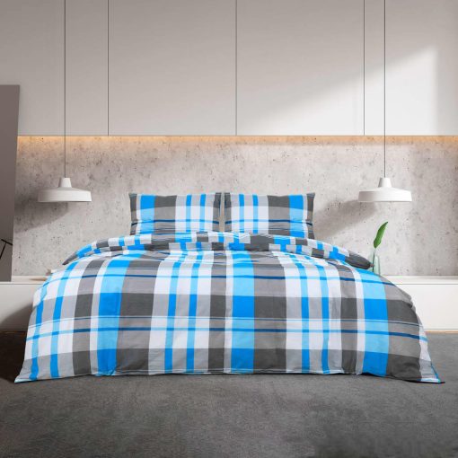 Set Copripiumino Blu E Grigio 200x200 Cm In Cotone - Image 3