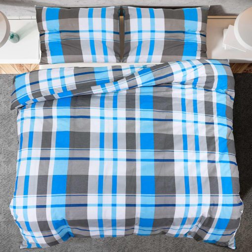 Set Copripiumino Blu E Grigio 200x200 Cm In Cotone - Image 5