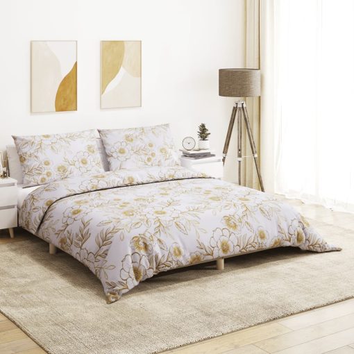 Set Copripiumino Bianco E Marrone 140x200 Cm In Cotone