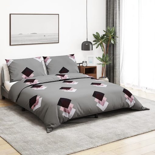 Set Copripiumino Grigio 225x220 Cm In Cotone