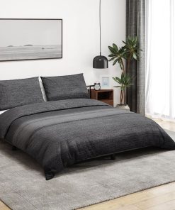 Set Copripiumino Grigio Scuro 200x200 Cm In Cotone