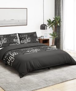 Set Copripiumino Nero 200x200 Cm In Cotone