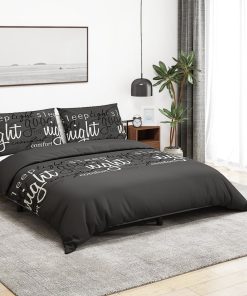 Set Copripiumino Nero 140x200 Cm In Cotone