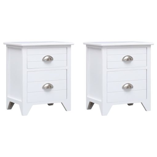 Set Comodini 2 Pz Con 2 Cassetti Bianchi - Image 2