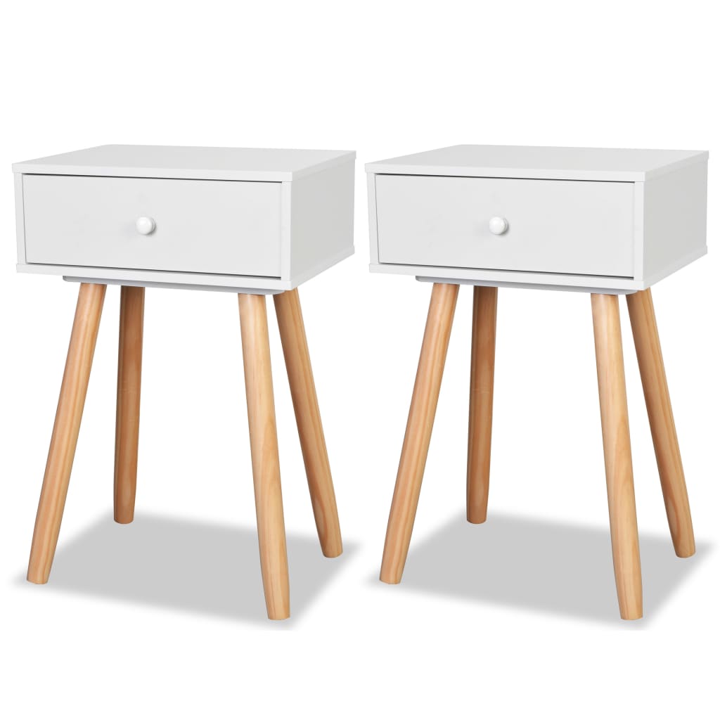 Comodini Set 2 Pz In Massello Di Pino 40x30x61 Cm Bianchi - Image 2
