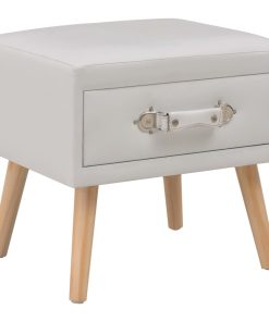 Comodino Bianco 40x35x40 Cm In Similpelle