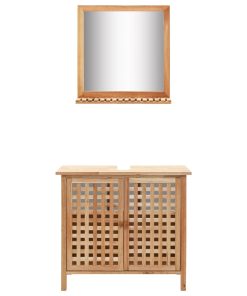 Mobiletto Per Lavello Con Specchio In Legno Massello Di Noce