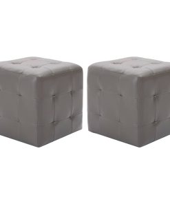 Comodini 2 Pz Grigio 30x30x30 Cm In Similpelle