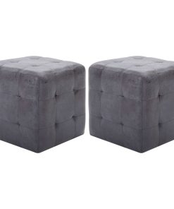 Comodini 2 Pz Grigio 30x30x30 Cm In Similpelle Scamosciata