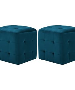 Comodini 2 Pz Blu 30x30x30 Cm In Tessuto Vellutato