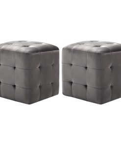 Comodini 2 Pz Grigio 30x30x30 Cm In Tessuto Vellutato