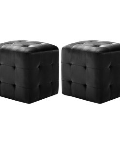 Comodini 2 Pz Nero 30x30x30 Cm In Tessuto Vellutato