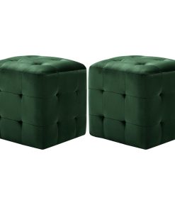 Comodini 2 Pz Verde 30x30x30 Cm In Tessuto Vellutato