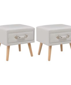 Comodini Bianchi 2 Pz 40x35x40 Cm In Similpelle
