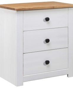 Comodino Bianco 46x40x57 Cm In Legno Di Pino Panama Range