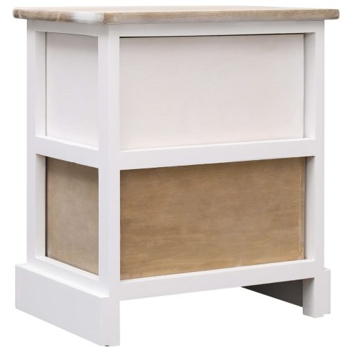 Comodini 2pz Bianco E Naturale 38x28x45cm In Legno Di Paulonia - Image 5
