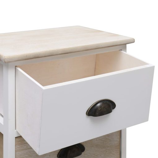 Comodini 2pz Bianco E Naturale 38x28x45cm In Legno Di Paulonia - Image 6