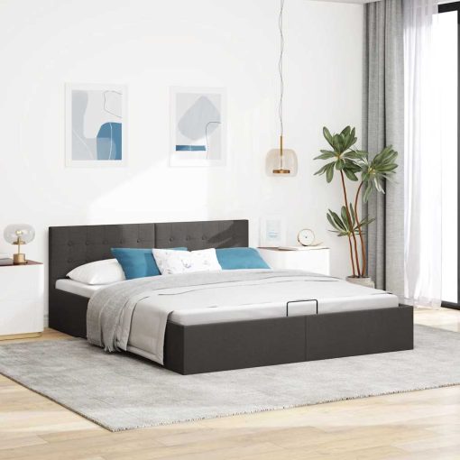 Giroletto Con Contenitore  Grigio Scuro In Tessuto 180x200 cm - Image 4