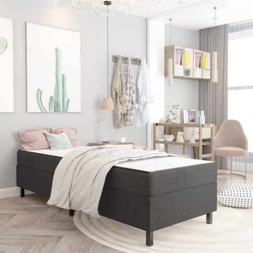 Letto A Molle Grigio In Tessuto 90x200 cm