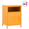 Comodini 2 Pz Giallo Senape 35x35x51 Cm In Acciaio