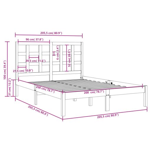 Giroletto Nero In Legno Massello 200x200 cm - Image 6
