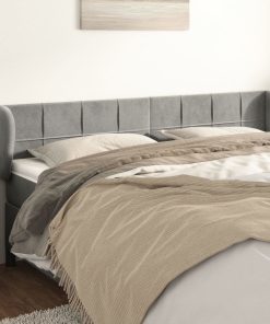 Testiera Ad Orecchio Grigio Chiaro 163x23x78/88 Cm In Velluto