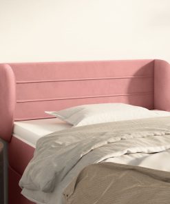 Testiera Ad Orecchio Rosa 103x23x78/88 Cm In Velluto
