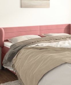 Testiera Ad Orecchio Rosa 163x23x78/88 Cm In Velluto