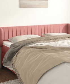 Testiera Ad Orecchio Rosa 163x23x78/88 Cm In Velluto