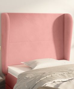 Testiera Ad Orecchio Rosa 103x23x118/128 Cm In Velluto