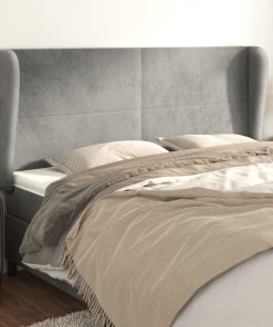 Testiera Ad Orecchio Grigio Chiaro 163x23x118/128 Cm In Velluto