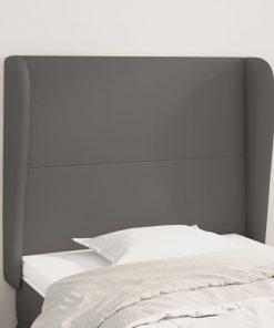 Testiera Ad Orecchio Grigio 103x23x118/128cm In Similpelle