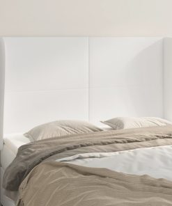 Testiera Ad Orecchio Bianca 147x23x118/128 Cm In Similpelle