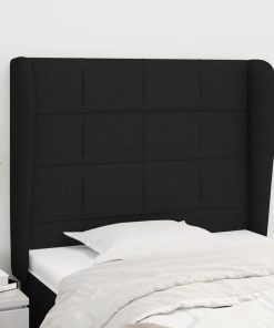 Testiera Ad Orecchio Nera 83x23x118/128 Cm In Tessuto
