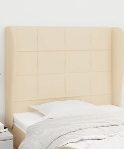 Testiera Ad Orecchio Crema 93x23x118/128 Cm In Tessuto