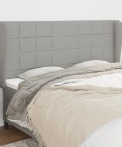 Testiera Ad Orecchio Grigio Chiaro 163x23x118/128 Cm In Tessuto