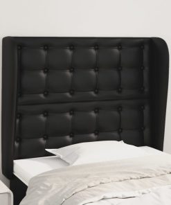 Testiera Ad Orecchio Nera 83x23x118/128 Cm In Similpelle
