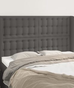 Testiera Ad Orecchio Grigio 147x23x118/128cm In Similpelle